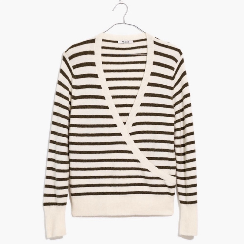Madewell Wrap Front Sweater Striped New